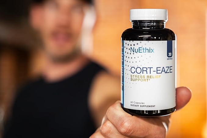 NuEthix Formulations Cort-Eaze - Cortisol Supplement - Health Support Supplement with Ashwagandha, L-Theanine & Rhodiola Rosea - Relaxation and Deep Sleep, 60 Capsules, 30 Servings