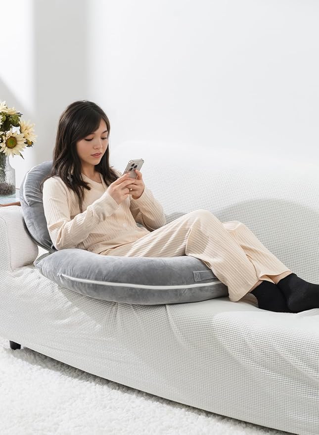 INSEN Reading Pillow, Back Pillow for Sitting in Bed for Reading, Nurse & Relax, Reading Pillow for Adults, Moms & Kids, Sit Up Pillow for Bed, Green Jersey