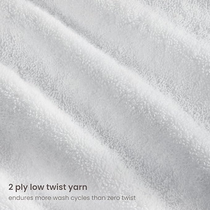 BIOWEAVES 100% Organic Cotton Bath Towel Set | 700 GSM Plush 7-Piece Premium Towel Set GOTS Certified, 2 Bath Towels, 2 Hand Towels & 2 Washcloths, 1 Bath Mat - White