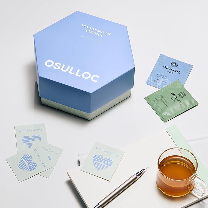 OSULLOC TEA VARIATION ESSENCE (42 Count, 6 Types x 7 ea), Premium Tea Gift Set, Special Thank You Card attached