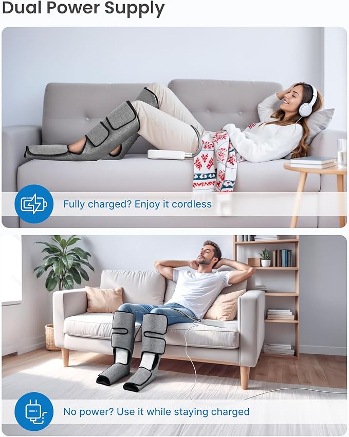 RENPHO Leg Massager for Circulation and Pain Relief with Smart Pressure Sensor, Air Compression Calf Massager for Relieve Fatigue, Gift for Mom and Dad