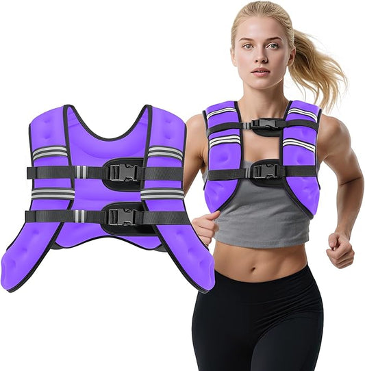 Weighted Vest, 12lb/16lb/20lb Weight Vest with Reflective Stripes for Men Women, Two Adjustment Straps for Workout, Strength Training, Running, Fitness, Muscle Building, Weight Loss