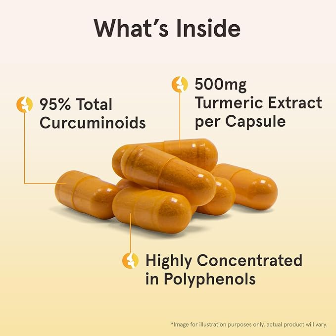 Jarrow Formulas Turmeric Curcumin Supplement - Curcumin 95, Turmeric Supplements, 500 mg for Antioxidant & Joint Support, 60 Capsules