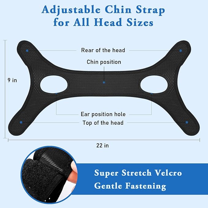 2 Pack Anti Snore Chin Strap for Sleeping, Jaw Tape Mouth Snoring Sleep Devices Stopper Cpap Users Breathing Head Mouthpiece Solution to Keep Closed Mandibular Advancement Reducing Men Women Aids