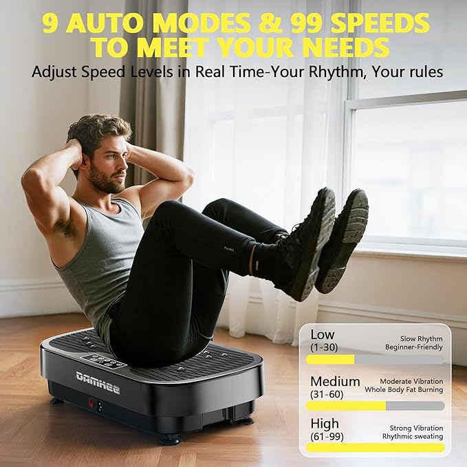 Vibration Plate Exercise Machine, 9 Modes Vibrating Platform for Lymphatic Drainage, 3D Upgraded Vibrated Plates for Weight Loss, Home Full Body Workout Equipment for Fitness