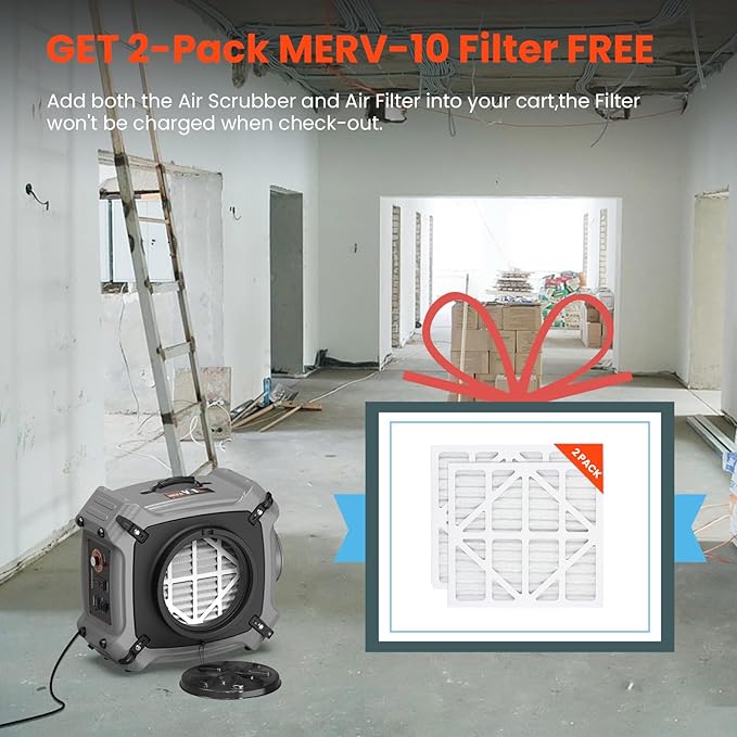 Abestorm 750 CFM Air Scrubber with UV-C Light 4 Stage Filtration System, HEPA/Activated Carbon Filter, MERV-10 Pre-Filter, Industrial Commercial Negative Air Machine Cleaner, V1