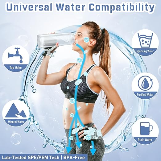 Hydrogen Water Bottle - Up to 4000PPB SPE/PEM Tech Hydrogen Water Generator - 7.8Hz Microclusters Tech for Faster Absorption, Leak-Proof, Dual-Layer Glass, Fast Charge, Ideal Gift for Wellness