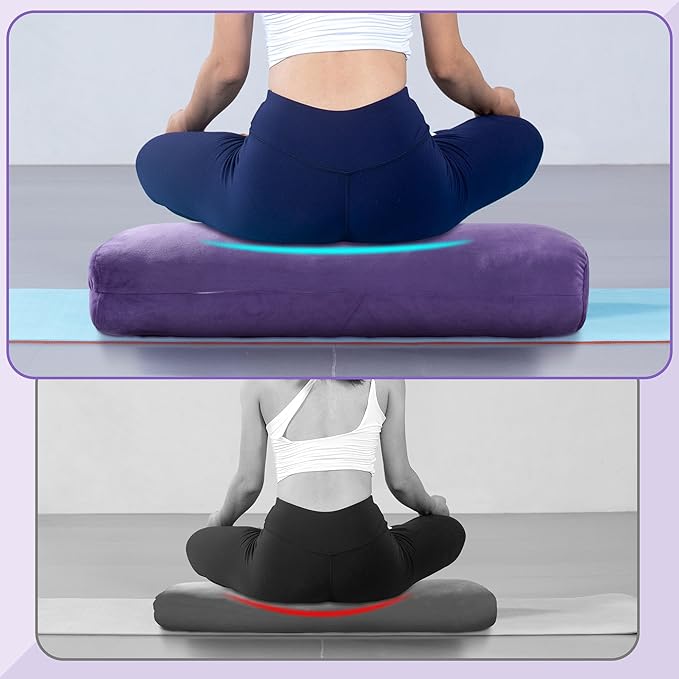 MABOZOO Yoga Bolster Pillow, Rectangular Bolster for Restorative Yoga & Meditation, Professional Meditation Cushion with Carry Handle, 27"X10"X6"