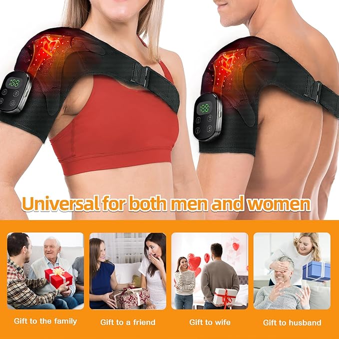 Cordless Heating Vibration Massage Shoulder Heating Pad Shoulder Massager for Pain Relief Deep Tissue Soothing Arthritis Blood Circulation Muscle Relax