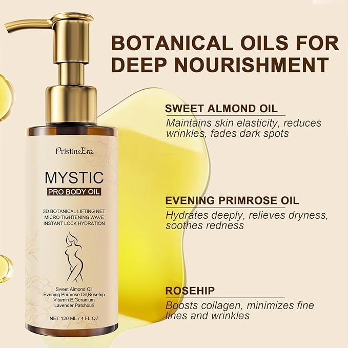 Mystic Body Firming Oil Deep Lasting Hydration and Firming Skin for Full Body Skin Tightening Magic Body Oil After Shower 4.23 fl oz (Fragance free)