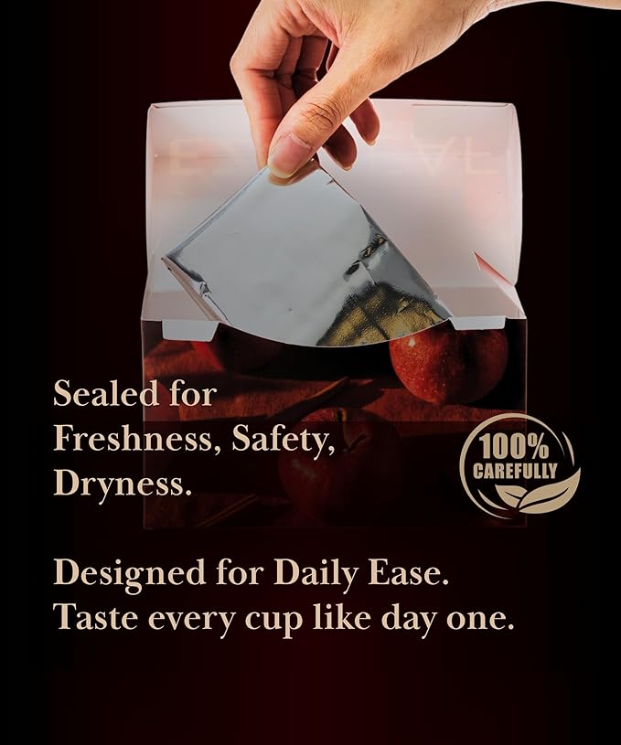 EZR Leaf Apple Cinnamon Rooibos Tea Caffeine Free Decaf Herbal Tea, 20 counts 2.1 Once Pyramid Tea Bags, Naturally Sweet, Relaxing Sleep Blend