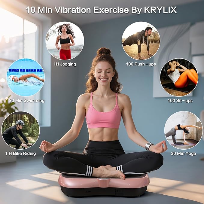 KRYLIX Vibration Plate Machine Exercise Platform for Whole Body Vibration Workout Weight Loss Lymphatic Drainage Fitness Platform Exercise Machine Vibrating Platform for Women Men