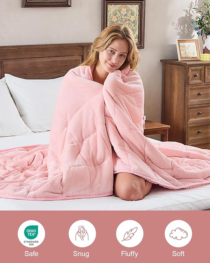 Super Fuzzy Soft Sherpa Fleece Weighted Blanket, 12 lbs Dual Sided Fluffy Heavy Weighted Blankets for Adults - No Bunching with Double Layers of Soft Inner Lining (48"x 72", 12 Pounds)