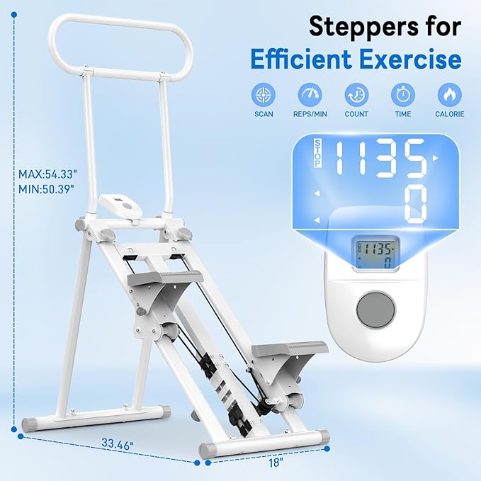 ERGOLIFE Stair Stepper with 3-Level Adjustable Resistance, 350lbs Upgrade Foldable Stairmaster Machine for Home Gym Workout, Cardio Stair Climber with Low Noise