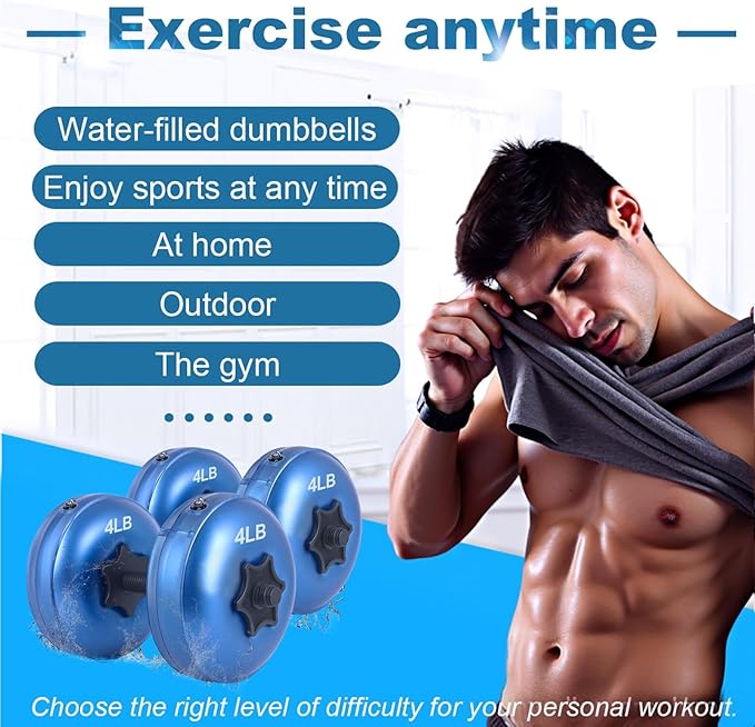 Water Filled Dumbbells Set - Water Filled Weights - Portable Travel Weights - Weights Adjustable Dumbbells - Portable Fitness Equipment - Strength Training - Fitness and Shaping