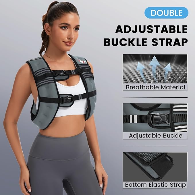 Weighted Vest Woman - 6lb/8lb/12lb/16lb/20lb/25lb/30lb Womens Weight Vest for Walking, Strength Training Weight Vests for Men, Reflective Stripe Fitness Vest for Workout Running Jogging