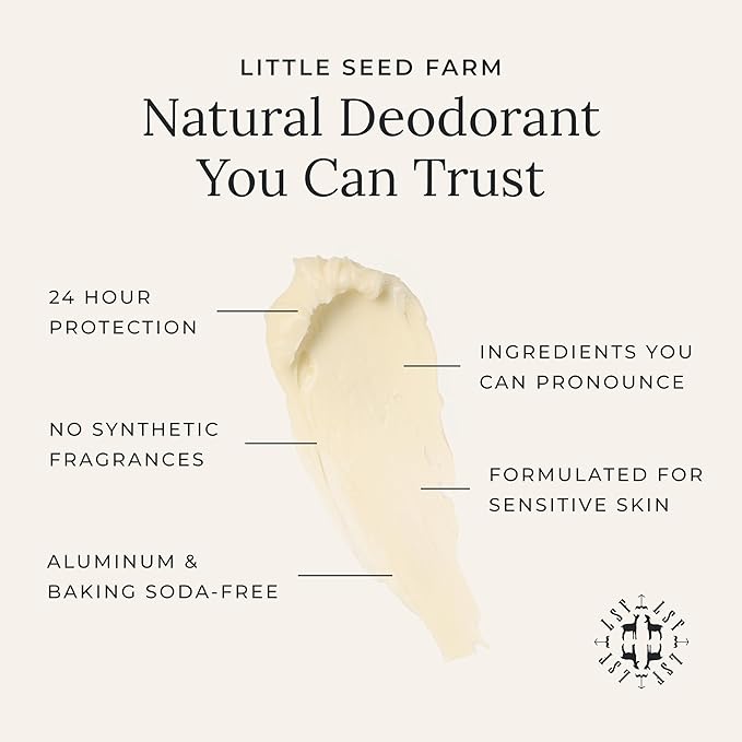 Little Seed Farm All Natural Deodorant Cream, Aluminum Free Deodorant for Women or Men, 2.4 Ounce - Rosemary Patchouli