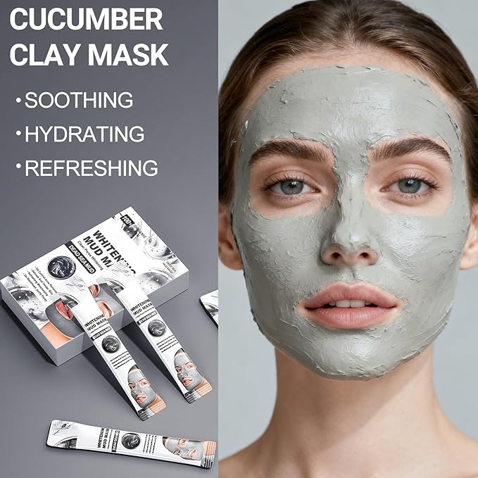 Erinde 30PCS Facial Clay Mask Set - Dead Sea Mud, Vitamin C & Cucumber Spa Clay Mask Face Skin Care Set, Mud Masks Deep Cleansing Skin, Blackhead Removal, Men & Women Moisturizing Facial Mask Gift Set