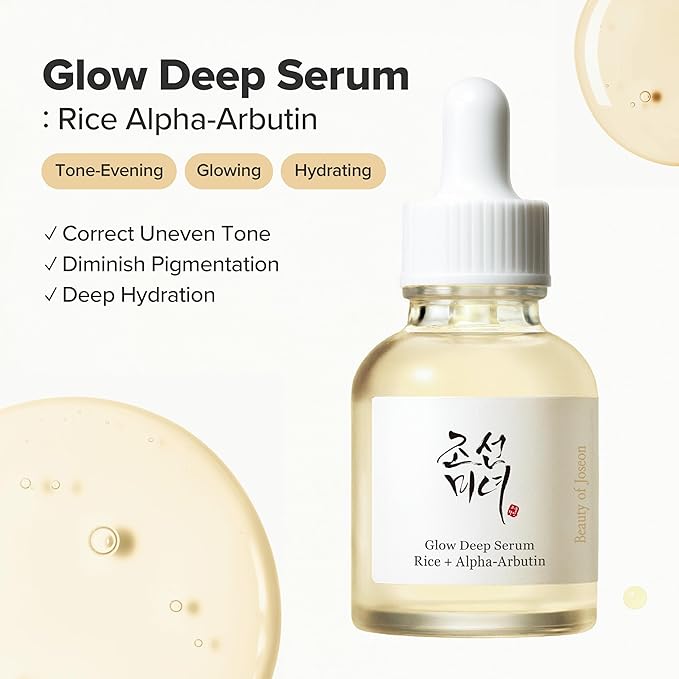Beauty of Joseon Glow Deep Serum Rice Alpha-Arbutin Moisturizing Uneven Skin Tone Daily Korean Skin Care for Men and Women, 60ml, 2 Fl.Oz
