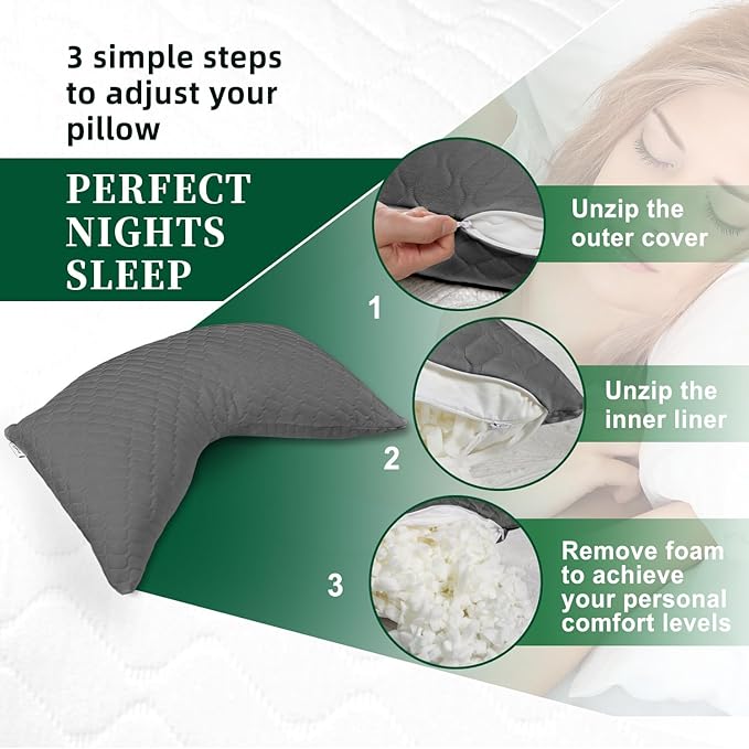 Side Sleeper Pillow for Neck and Shoulder Reilef, Ergonomic Design Medium Firm Pillow, Queen Size Bed Pillows for Sleeping, Cross Cut Memory Foam Pillows for Back, Stomach and Side Sleepers