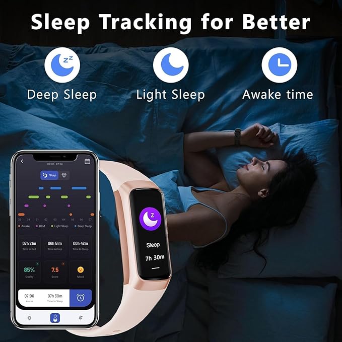 Fitness Tracker with 24/7 Heart Rate Blood Oxygen Sleep Monitor,Activity Tracker with 1.1" AMOLED Touch Color Screen, Multiple Sport Modes Step Counter,IP68 Waterproof for Women Men