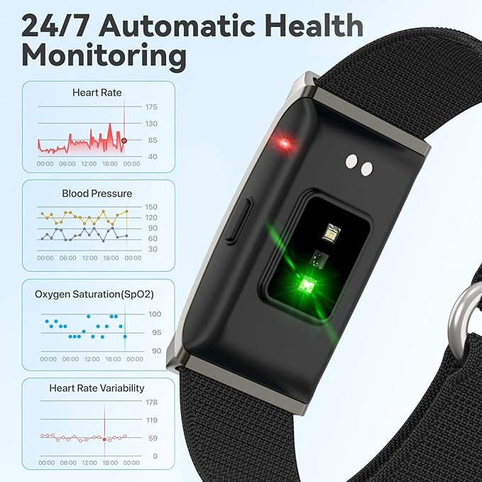Smart Health Wristband for Women & Men - Activity Fitness Trackers Wearable Blood Pressure Monitor with Heart Rate and Sleep, Step Counter & Calories Tracker, IP68 Waterproof 173 Sport Modes Black
