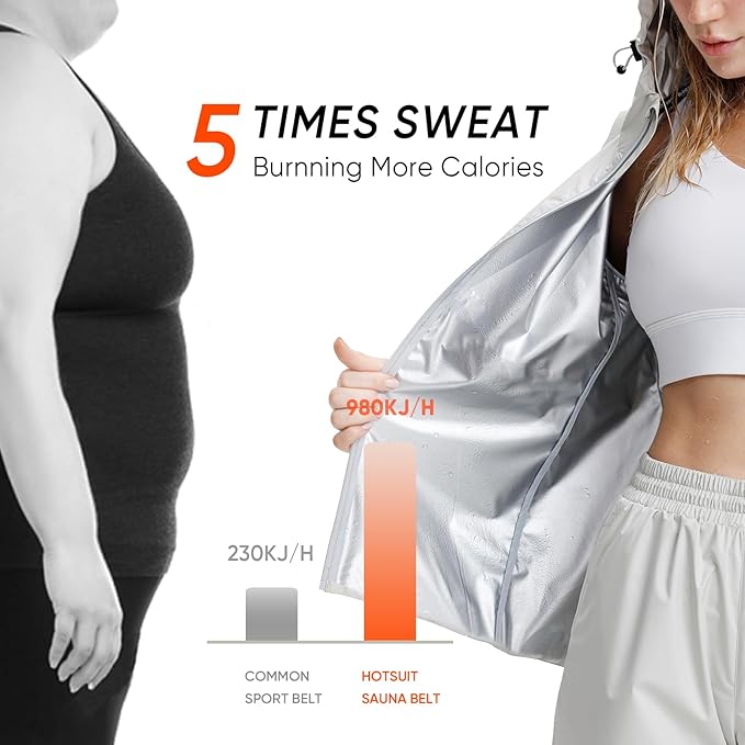 HOTSUIT Sauna Suit for Women Weight Loss Machine Washable Sweat Sauna Jacket Pants Anti Rip Sweat Suit for Gym Workout