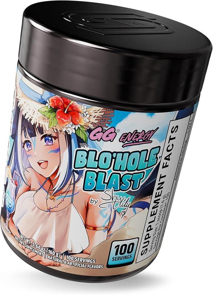 Gamer Supps GG® Energy - Blo'hole Blast by Shylily (100 Servings) - Keto Friendly Gaming Energy and Nootropic Blend, Sugar Free + Organic Caffeine + Vitamins + Immune Support, Powder Drink