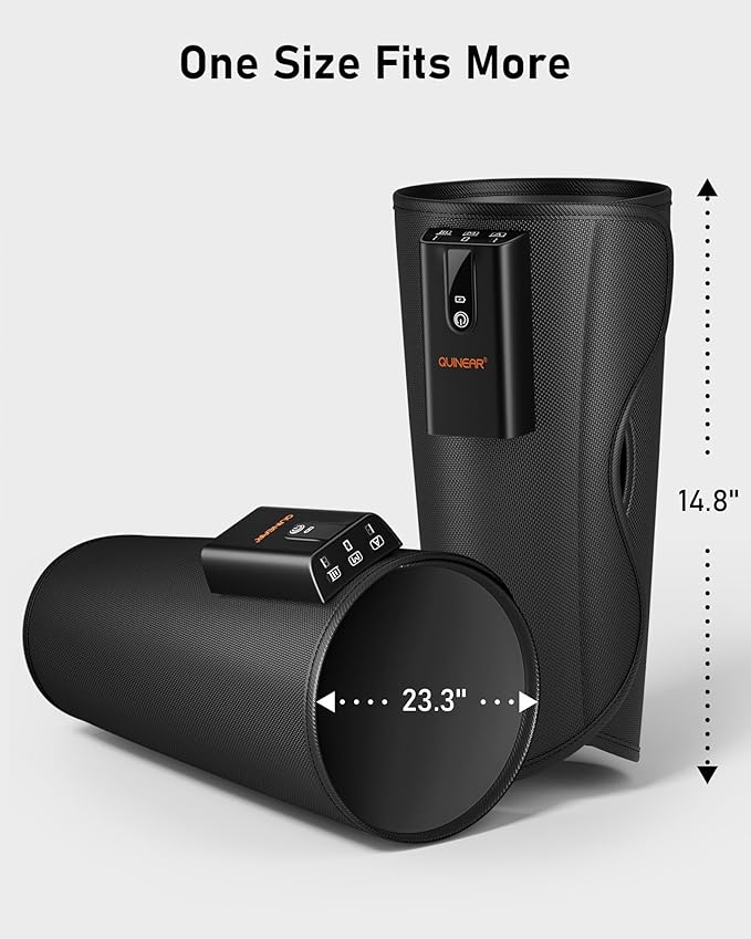 QUINEAR Rechargeable Calf Massager with Air Compression, Leg Massager for Circulation and Pain Relief, Portable Leg Massager with 6 Intensities & 3 Modes, Fast Recovery for Swelling, Relax for Gym