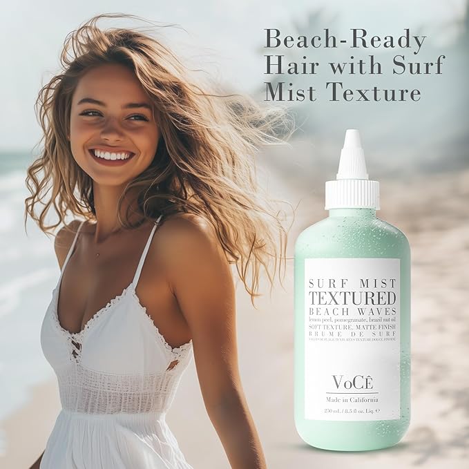 VoCÊ Haircare Natural Surf Mist Texture Spray | Effortless Waves, Light Hold, Vegan, Cruelty-Free & Non-Toxic Haircare with Brazil Nut Oil, Lemon Peel & Pomegranate (8.5 oz | 250 ml)