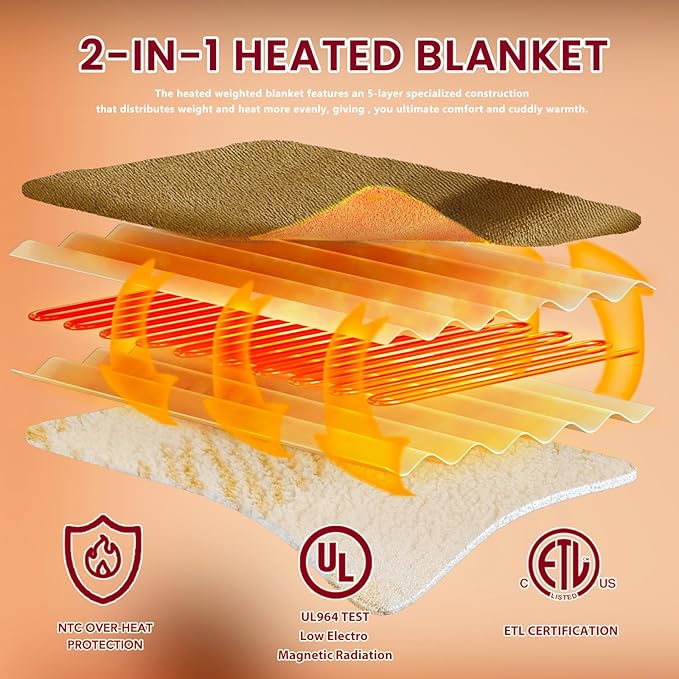 Heated Electric Blanket Full Size - 72"x84" Flannel Heating Blanket with 10 Heating Levels & 5 Time Settings Over-Heat Protection, Winter Warmer for Adults with ETL Certification(Ivory)