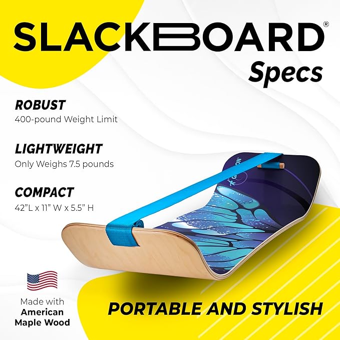 GIBBON SlackBoard - GiBoard Balance Board Kids & Adults - Slackline Balance Trainer - Slack Board Core Workout Equipment Home Gym Training - Standing Desk Exercise - Yoga, Agility, Pilates & More
