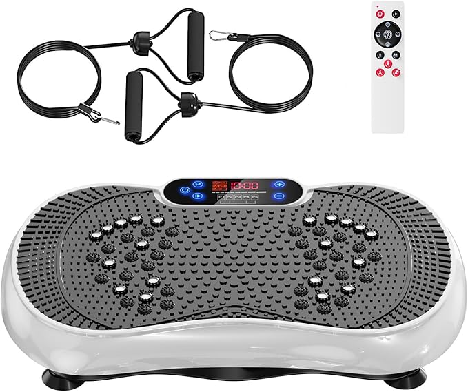 Vibration Plate Exercise Machine, Lymphatic Drainage Machine for Weight Loss, 100-Speed Platform with Remote & Bands, Quiet Full Body Vibrating Plate 500 Lbs Capacity Fitness Platform