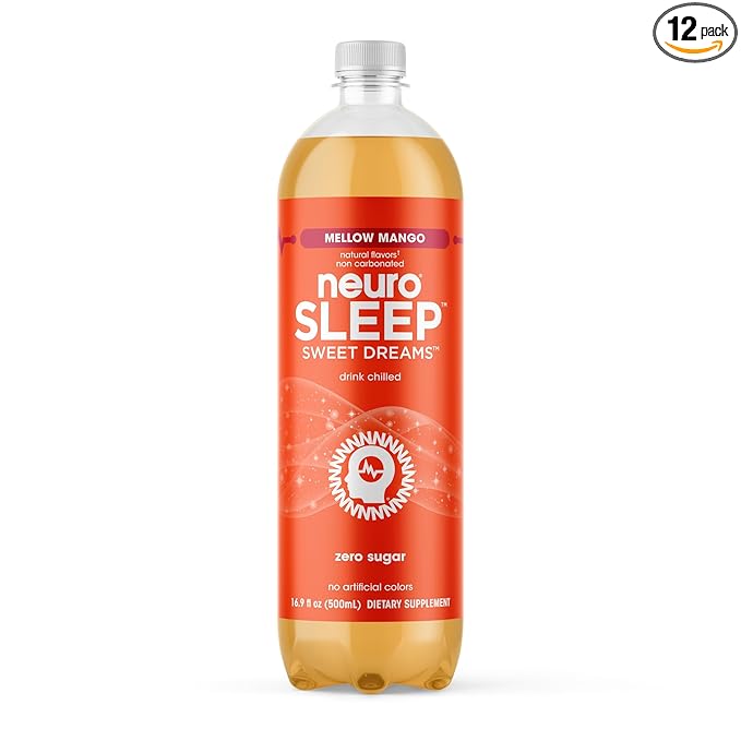 neuroSLEEP, Mellow Mango, Functional Beverage for Restful Sleep, Non-Carbonated, 16.9 Fl Oz (Pack of 12)