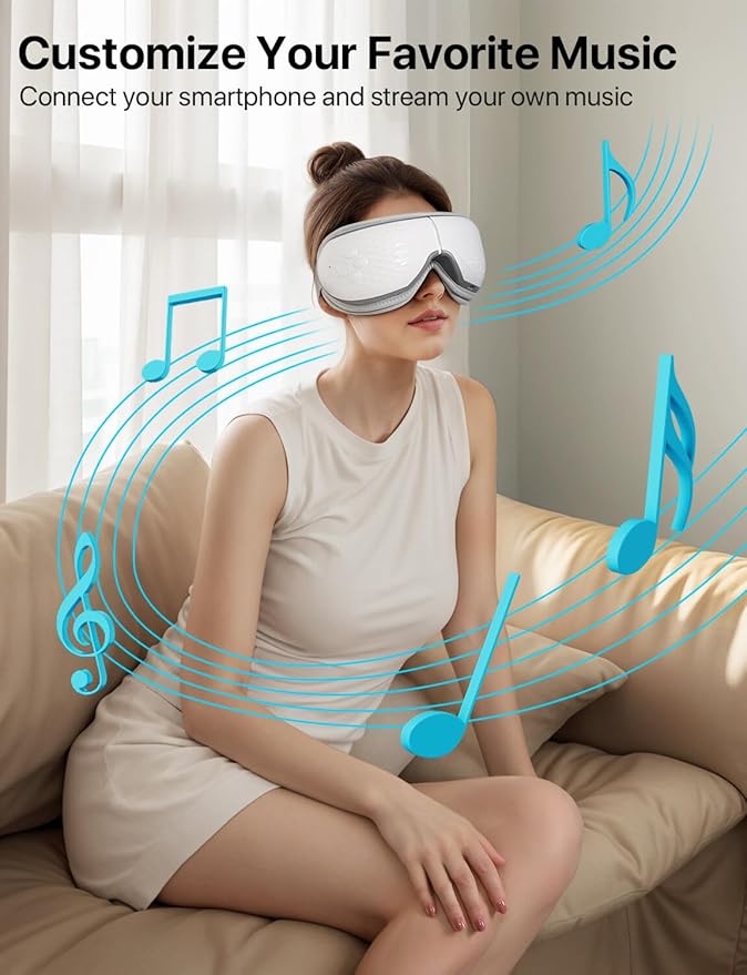 Eye Massager with Heat, Migraine Relief, Birthday Gifts for Women, Eye Care Gifts for Mom, Heated Sleep Eye Mask with Bluetooth, Heat for Relax Eye, Reduce Eye Strain