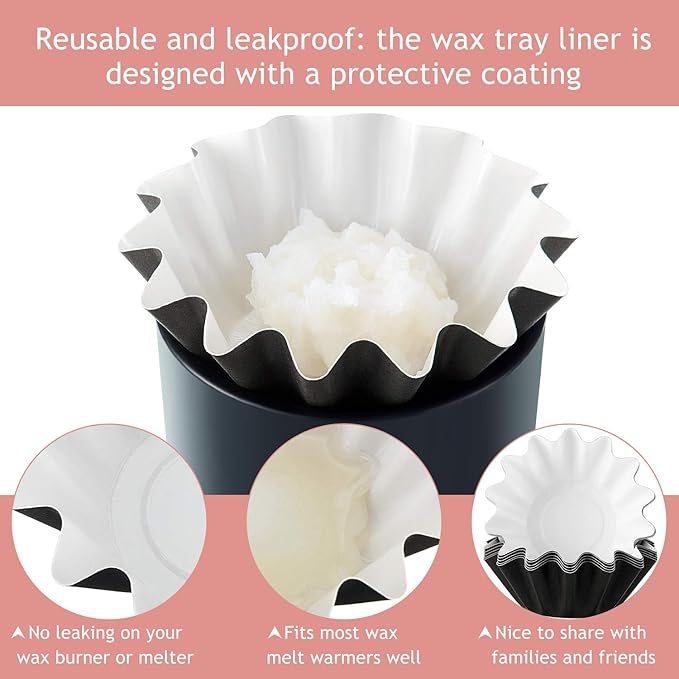 Boao Wax Melt Liners Reusable Wax Warmer Containers Leakproof Cups for Scented Candle, Paper Holders for Electric Pluggable Melter and Burner(Pink,25 Pieces)