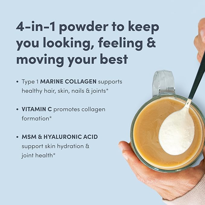 Neocell Marine Collagen with Hyaluronic Acid, MSM and Vitamin C, Keto Collagen Supplements, for Skin Care and Joint Health, Unflavored, Powder, 7 oz, 1 Canister