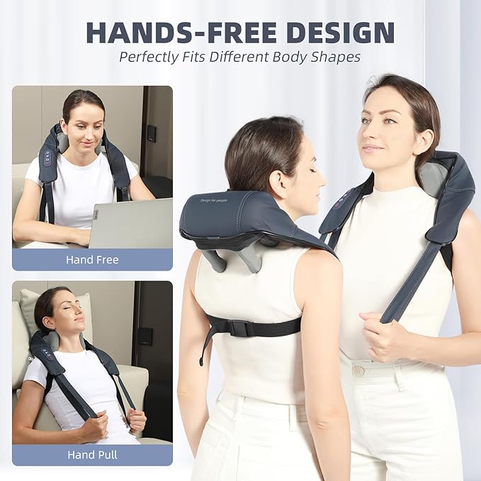 Neck and Shoulder Massager with Heat, Shiatsu Back Massager for Pain Relief, Cordless Electric Deep Tissue 4D Kneading Massage for Neck, Shoulder, Leg, Back Muscle Tension Release