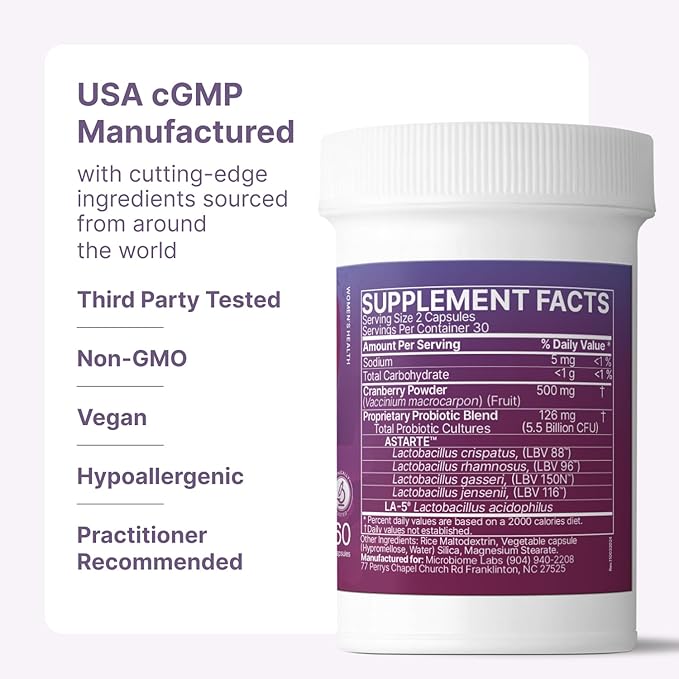 Microbiome Labs Vaginal Balance - Vaginal Probiotics for Women with Lactobacillus Gasseri - Feminine Care to Encourage pH Balance for Women, Reduce Discomfort & Support Gut Health (60 Capsules)