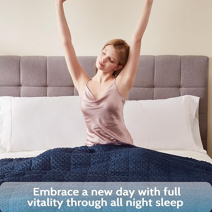 L'AGRATY Weighted Blanket for Adult - 60"x80" 17lbs Minky Dots Heavy Blanket with Glass Beads Soft Breathable for All-Season Summer Fall Winter Thick Comfort for Sleeping