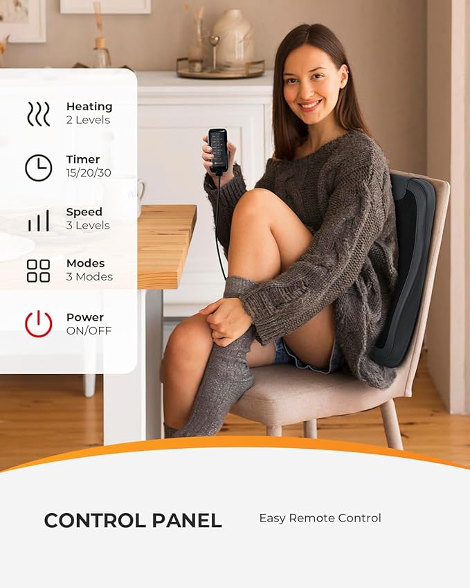 CooCoCo Back Massager with Heat, 2025 Upgraded Back Massager for Pain Relief Deep Relief, 2X Larger Heating Area, FSA Eligible, HSA Shiatsu Rooling Back Massage, Christmas Gift for Dad Mom Women Men