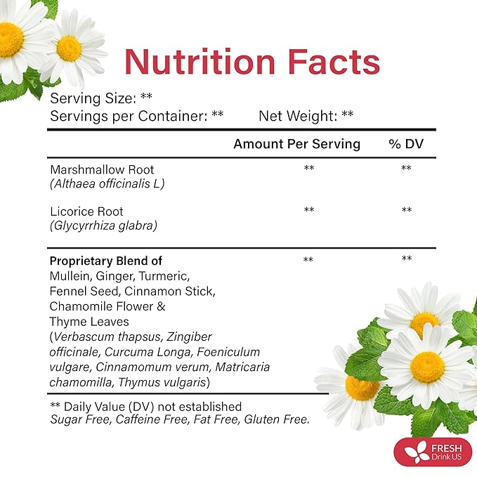 Premium Happy Throat Herbal Tea – 75 Bags Of Supper Tea Blend: Marshmallow Root, Slippery Elm & Ginger – Dry & Sore Throat Relief – Caffeine-Free, No Honey, No Citrus – No Sugar