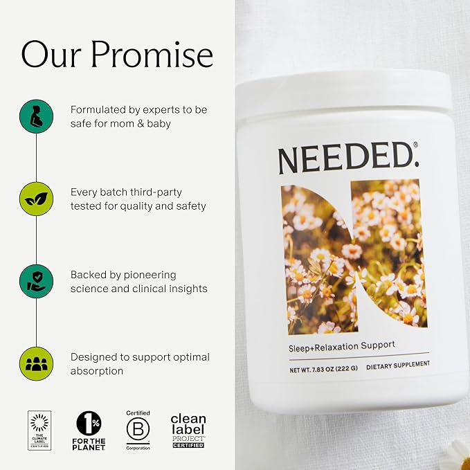 Needed. Sleep and Relaxation Support - Chamomile Powder for Relaxation and Magnesium Powder for Sleep Support, Safe and Effective Nutrients & Botanical Blend for Calm Sleep Supplement - 30-Day Supply