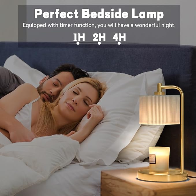 Candle Warmer Lamp with Timer, Dimmable Candle Wax Warmer Electric Candle Lamp for Scented Candles with Bulbs, House Warming Gifts Brithday Gifts Home Decor(Gold)
