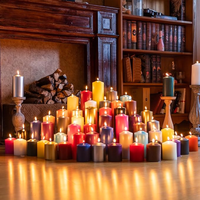 MOZEAL 3" x 8" Hand-Poured Unscented Candles,Large Gray Pillar Candles Set of 2,No Drip,Approx 120 Hours Long Burning,Wedding,Dinner,Christmas and Home Decor(3 Inch Diameter 8 Inch Height)