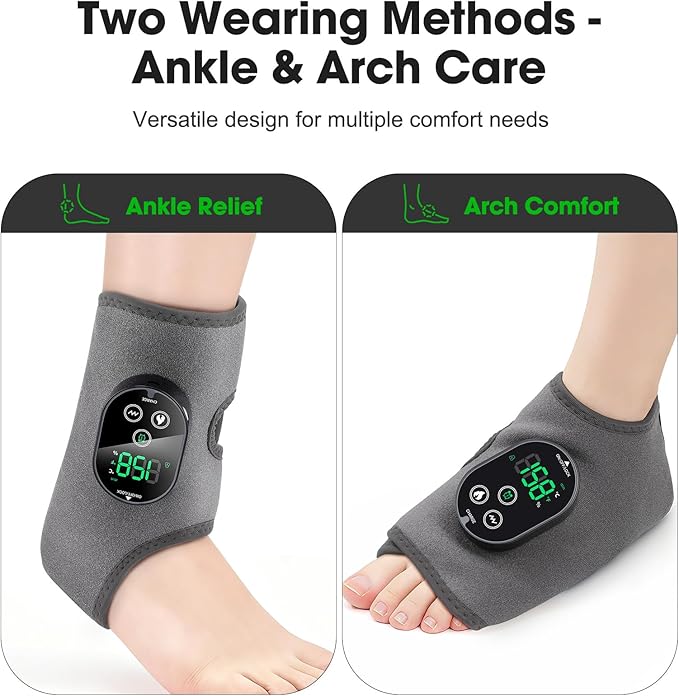 DeMoce Cordless Ankle Massager for Pain Relief, Ankle Heating Pad with Massage, Foot Massage with Heating, Foot Heel Pain Relief, Adjustable Timer, 6 Heat Levels, 3 Vibration Modes