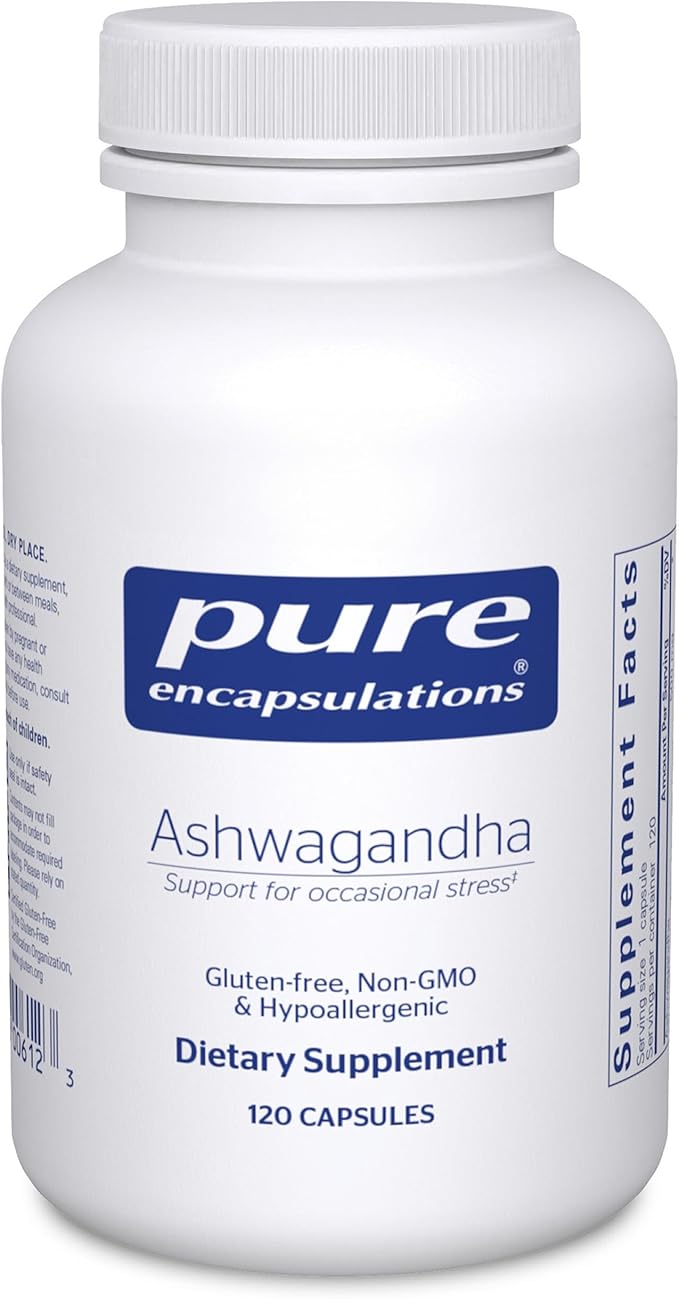 Pure Encapsulations Ashwagandha - 500 mg Ashwagandha Extract - Metabolism & Stress Support - Immune Support - GMO Free & Vegan - 120 Capsules