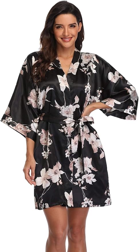 Women's Pure Short Silky Robes Bridesmaid Bride Party Satin Robes Sleepwear