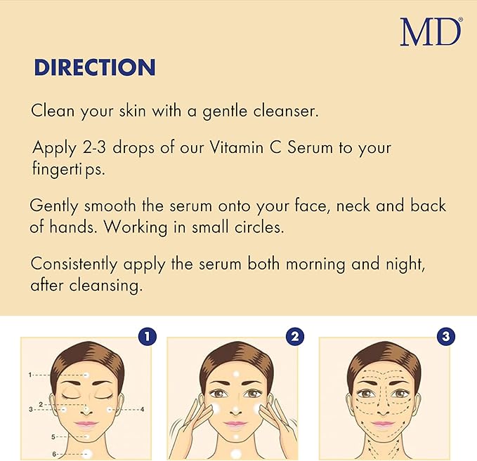 MD Ultimate Vitamin C Serum – Anti-Aging Face Serum with L-Ascorbic Acid for Dark Spot Reduction, Fine Line & Wrinkle Care, and Collagen Support for Radiant Skin
