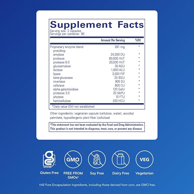 Pure Encapsulations Digestive Enzymes Ultra - Vegetarian Digestive Enzyme Supplement to Support Protein, Carb, Fiber, and Dairy Digestion* - 180 Capsules
